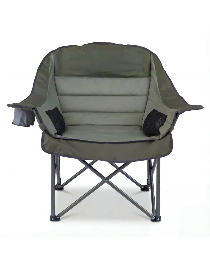 Folding Oversized Camping Chair with Side Pockets and Cup Holder-Green - Green - Camping Furniture