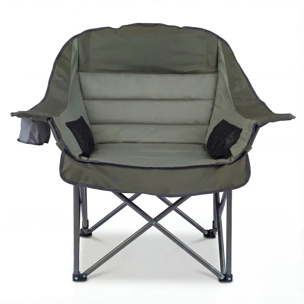 Folding Oversized Camping Chair with Side Pockets and Cup Holder-Green - Green - Camping Furniture