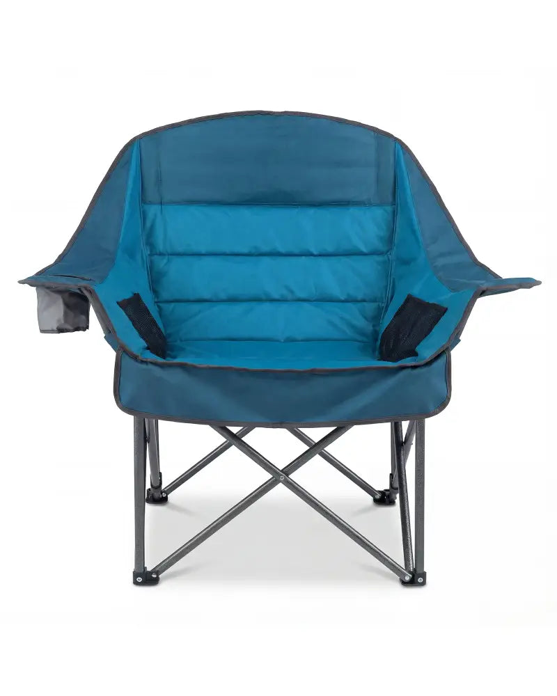 Folding Oversized Camping Chair with Side Pockets and Cup Holder-Blue - Blue - Camping Furniture