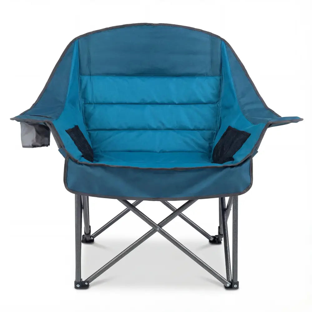 Folding Oversized Camping Chair with Side Pockets and Cup Holder-Blue - Blue - Camping Furniture