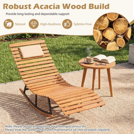 Folding Patio Lounge Chair with Double-Sided Cushioned Seat - Natural - Outdoor Chaise Lounges