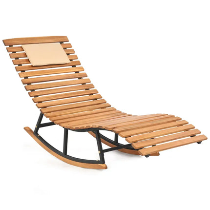 Folding Patio Lounge Chair with Double-Sided Cushioned Seat - Natural - Outdoor Chaise Lounges