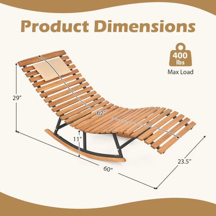 Folding Patio Lounge Chair with Double-Sided Cushioned Seat - Natural - Outdoor Chaise Lounges