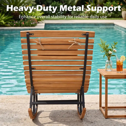 Folding Patio Lounge Chair with Double-Sided Cushioned Seat - Natural - Outdoor Chaise Lounges