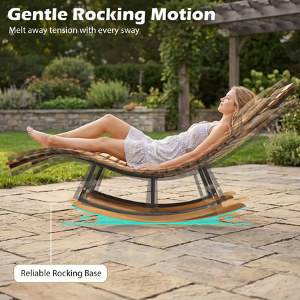 Folding Patio Lounge Chair with Double-Sided Cushioned Seat - Natural - Outdoor Chaise Lounges
