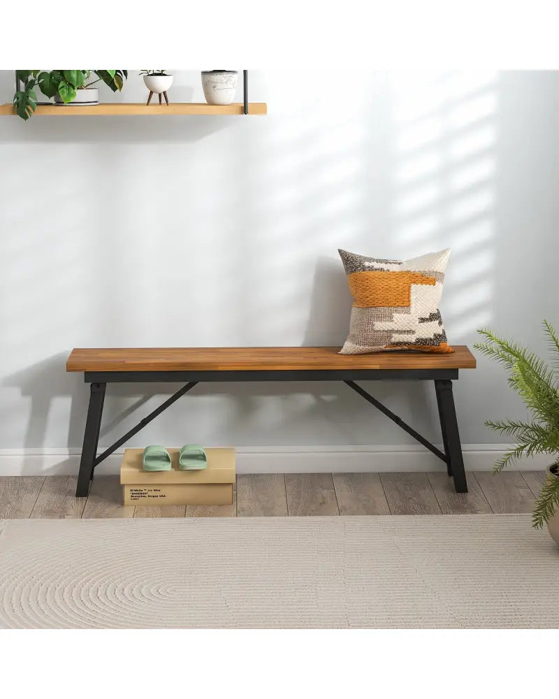 Folding Picnic Bench Set Rectangular Acacia Wood Dining Camping BBQ Benches - Outdoor Benches