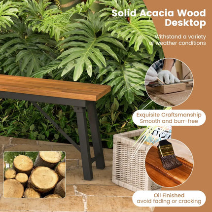 Folding Picnic Bench Set Rectangular Acacia Wood Dining Camping BBQ Benches - Outdoor Benches