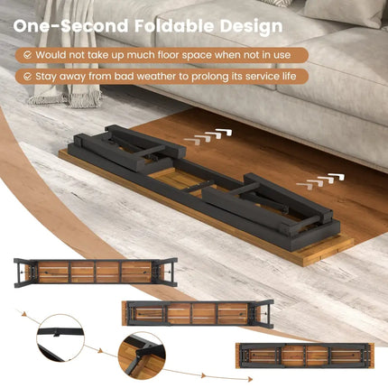 Folding Picnic Bench Set Rectangular Acacia Wood Dining Camping BBQ Benches - Outdoor Benches