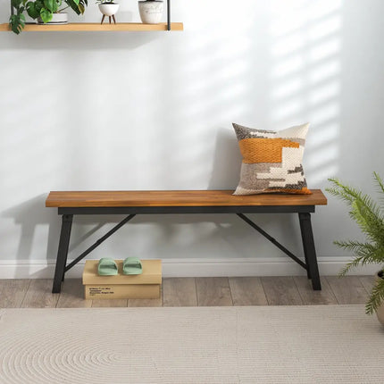 Folding Picnic Bench Set Rectangular Acacia Wood Dining Camping BBQ Benches - Outdoor Benches