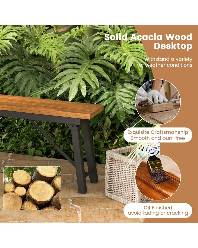 Folding Picnic Bench Set Rectangular Acacia Wood Dining Camping BBQ Benches - Outdoor Benches