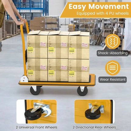 Folding Platform Cart Dolly Hand Truck-Black - Black - Garages