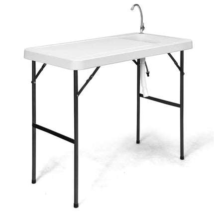Folding Portable Fish Cleaning Cutting Table - White - Camping Furniture