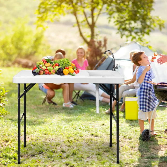 Folding Portable Fish Cleaning Cutting Table - White - Camping Furniture