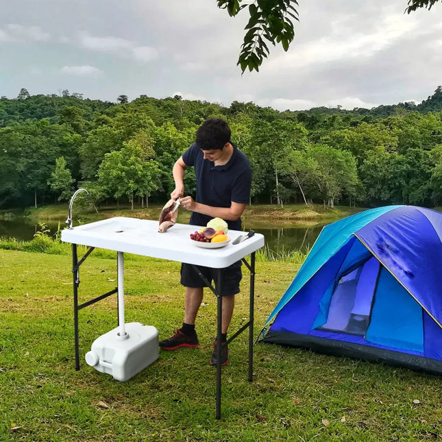 Folding Portable Fish Cleaning Cutting Table - White - Camping Furniture