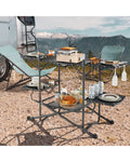 Folding Portable Outdoor Cook Station with Heat-Resistant Aluminum Tabletop - Black - Camping Furniture