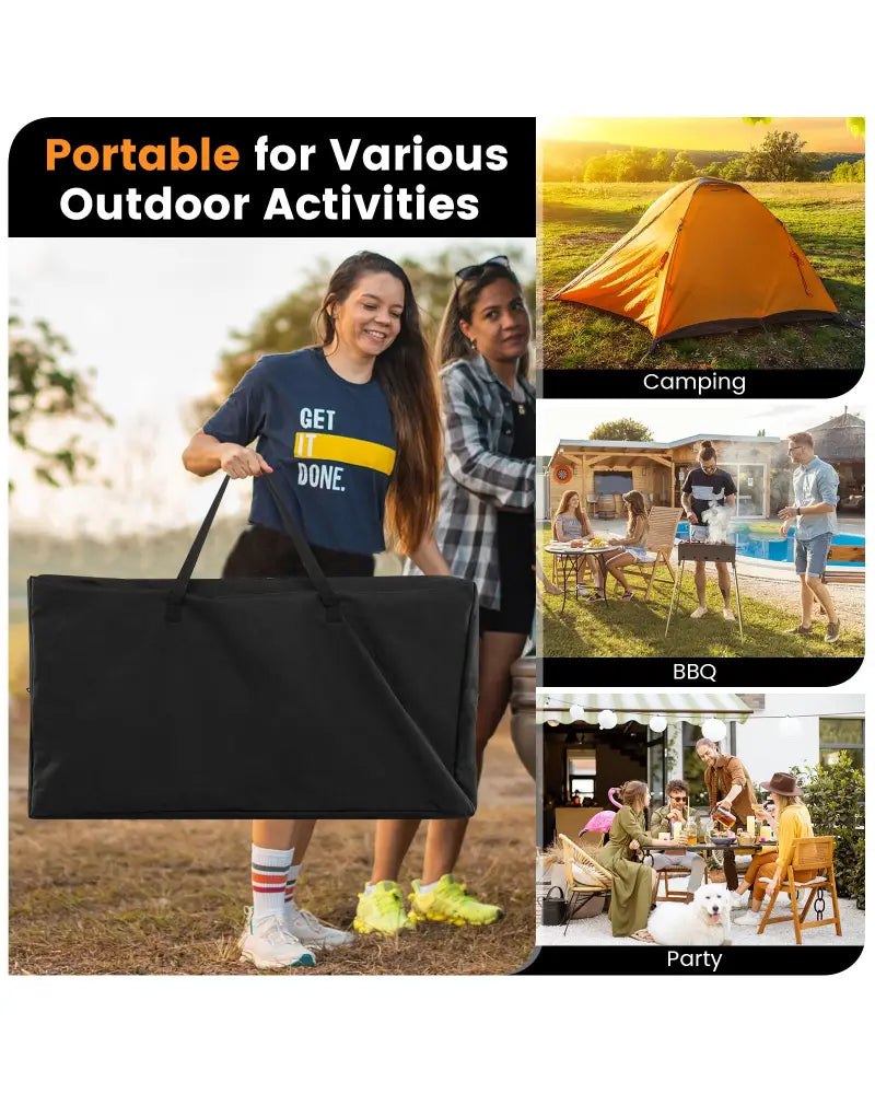 Folding Portable Outdoor Cook Station with Heat-Resistant Aluminum Tabletop - Black - Camping Furniture
