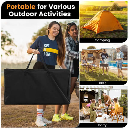 Folding Portable Outdoor Cook Station with Heat-Resistant Aluminum Tabletop - Black - Camping Furniture