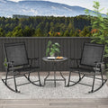 Folding Rocking Chair with Breathable Seat Fabric Set of 2-Black - Black - Patio Rocking Chairs & Gliders