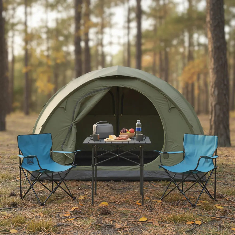 Folding Roll-up Camping Table with Metal Legs-Black - Black - Camping Furniture
