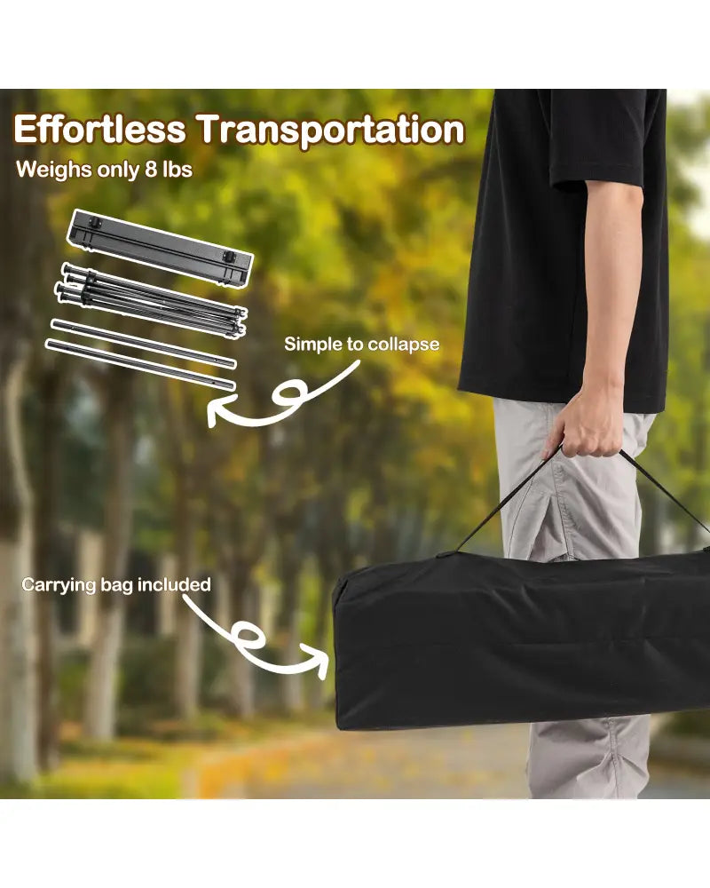 Folding Roll-up Camping Table with Metal Legs-Black - Black - Camping Furniture