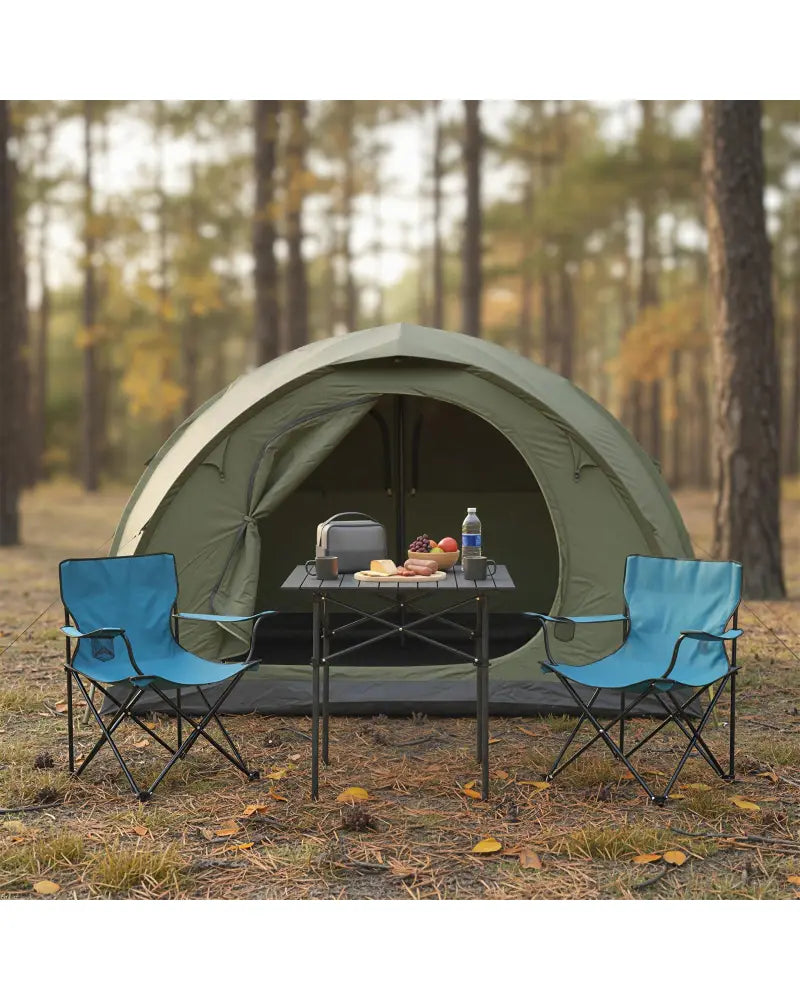 Folding Roll-up Camping Table with Metal Legs-Black - Black - Camping Furniture