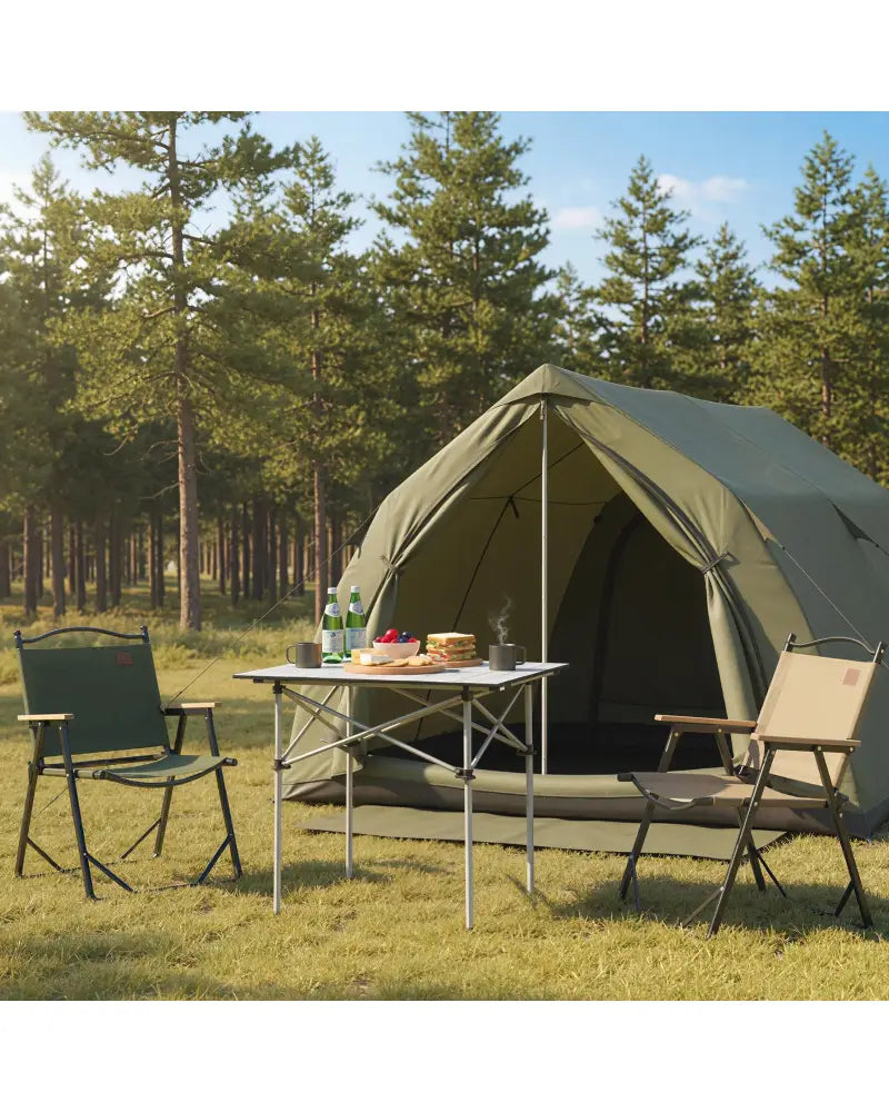 Folding Roll-up Camping Table with Metal Legs-Silver - Silver - Camping Furniture