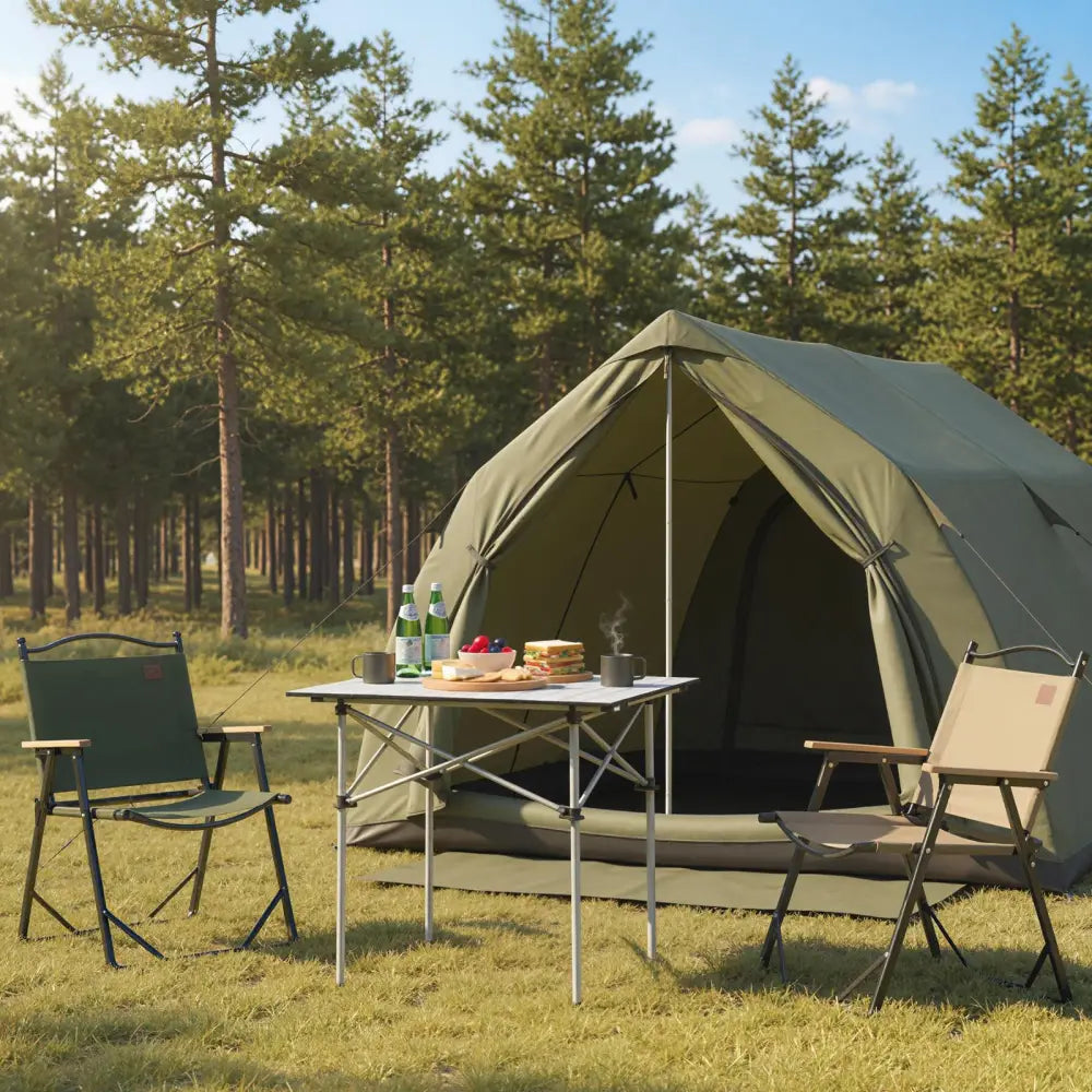 Folding Roll-up Camping Table with Metal Legs-Silver - Silver - Camping Furniture