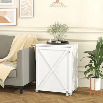 Folding Sewing Table with Storage Shelf and 5 Lockable Wheel-White - White - Sewing Tables