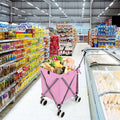 Folding Shopping Utility Cart with Water-Resistant Removable Canvas Bag-Pink - Pink - Kitchen