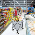 Folding Shopping Utility Cart with Water-Resistant Removable Canvas Bag-Grey - Gray - Kitchen
