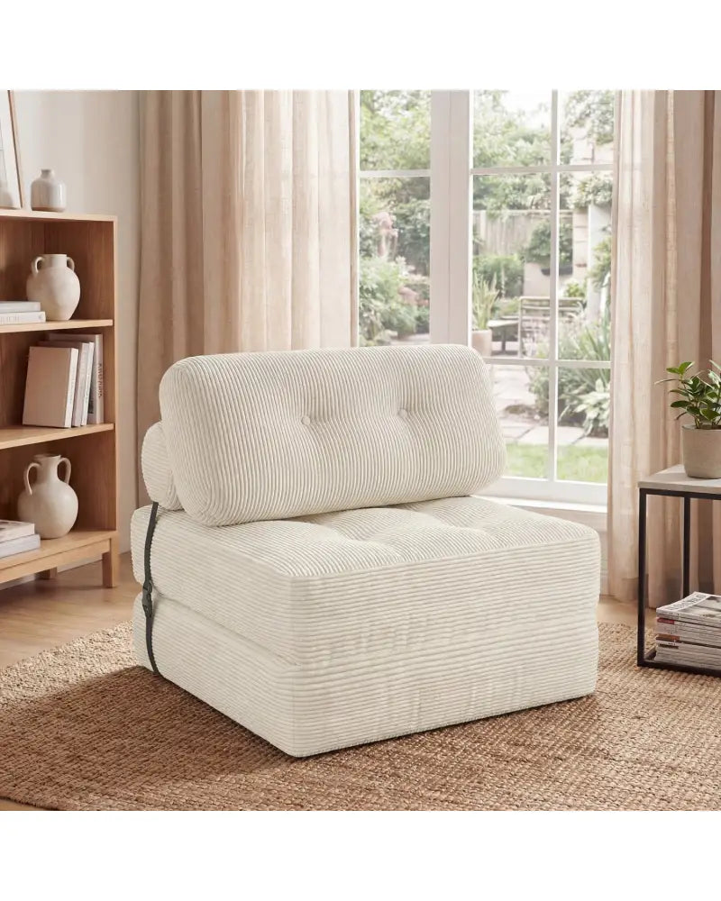 Folding Sofa Bed with Pillow and Back Support for Living Room-Beige - Beige - Sofas & Loveseats