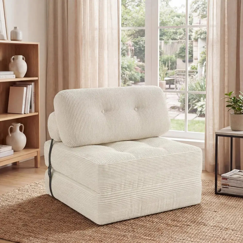 Folding Sofa Bed with Pillow and Back Support for Living Room-Beige - Beige - Sofas & Loveseats
