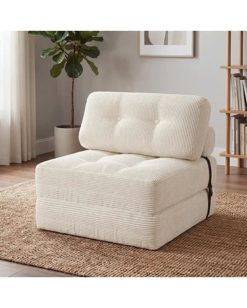 Folding Sofa Bed with Pillow and Back Support for Living Room-Beige - Beige - Sofas & Loveseats