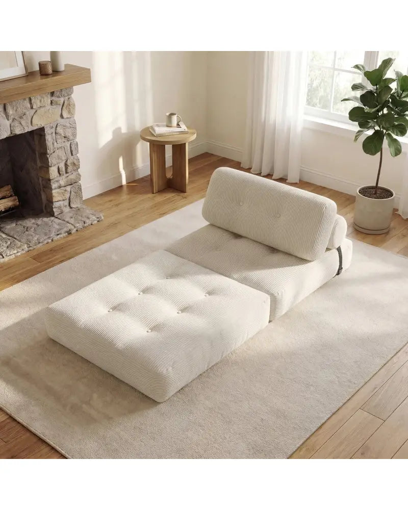 Folding Sofa Bed with Pillow and Back Support for Living Room-Beige - Beige - Sofas & Loveseats