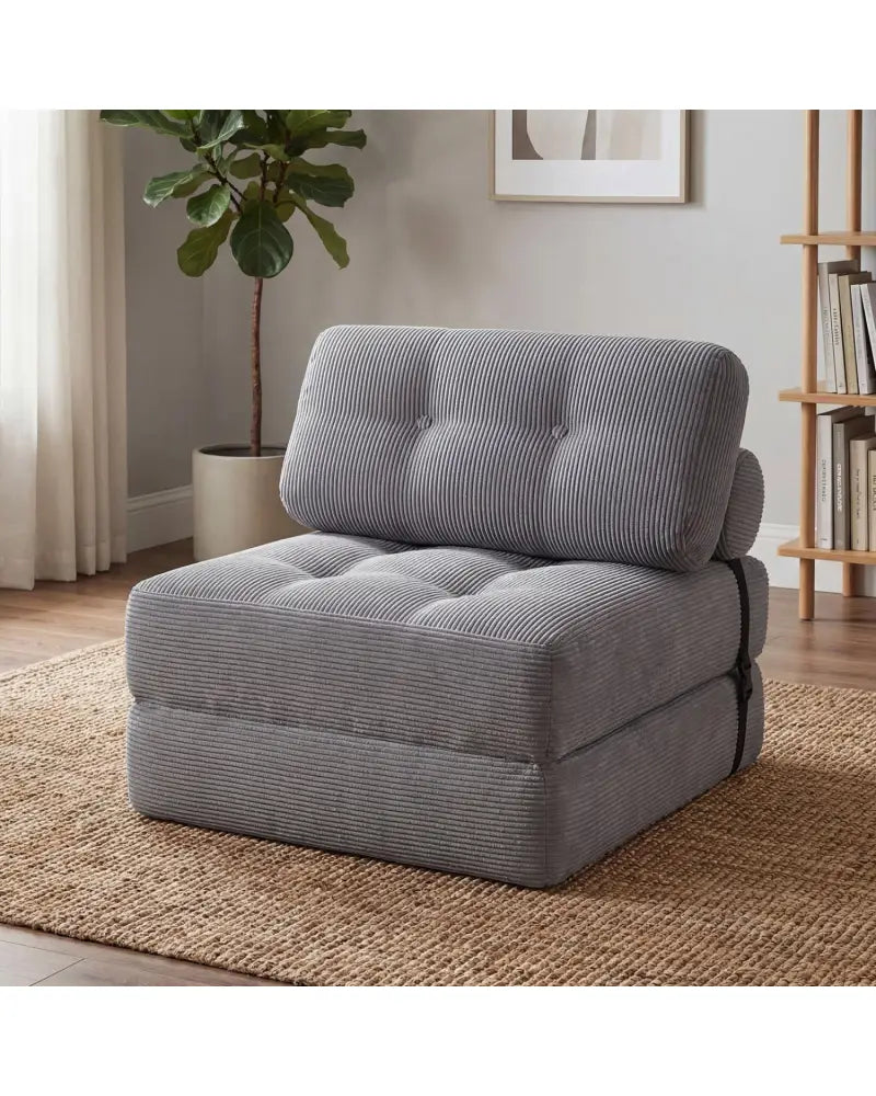 Folding Sofa Bed with Pillow and Back Support for Living Room-Gray - Gray - Sofas & Loveseats