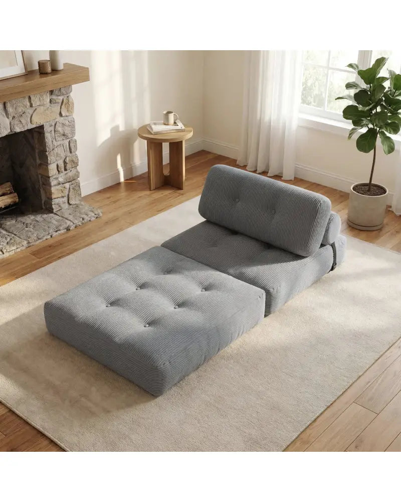 Folding Sofa Bed with Pillow and Back Support for Living Room-Gray - Gray - Sofas & Loveseats
