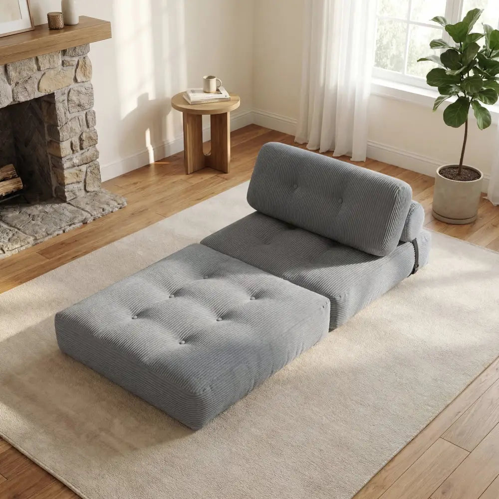 Folding Sofa Bed with Pillow and Back Support for Living Room-Gray - Gray - Sofas & Loveseats