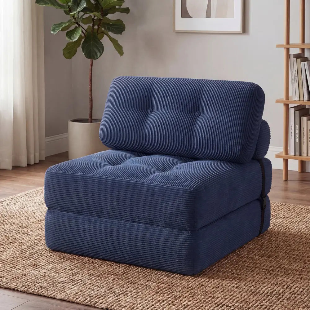 Folding Sofa Bed with Pillow and Back Support for Living Room-Navy - Navy - Sofas & Loveseats