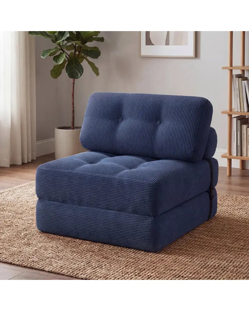 Folding Sofa Bed with Pillow and Back Support for Living Room-Navy - Navy - Sofas & Loveseats