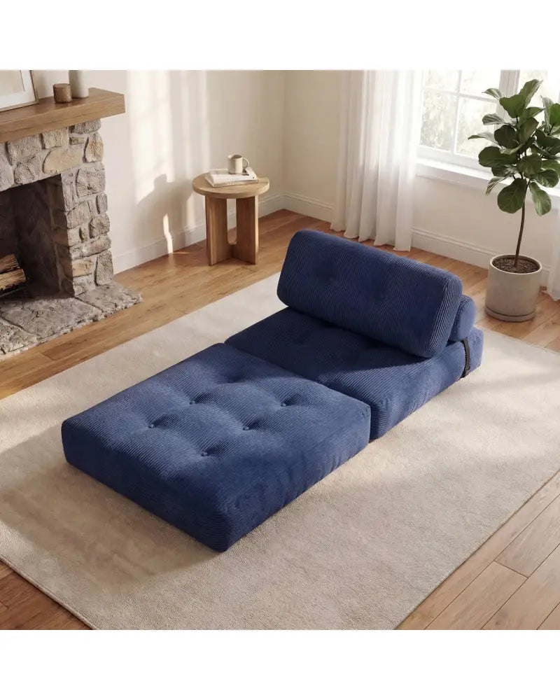Folding Sofa Bed with Pillow and Back Support for Living Room-Navy - Navy - Sofas & Loveseats