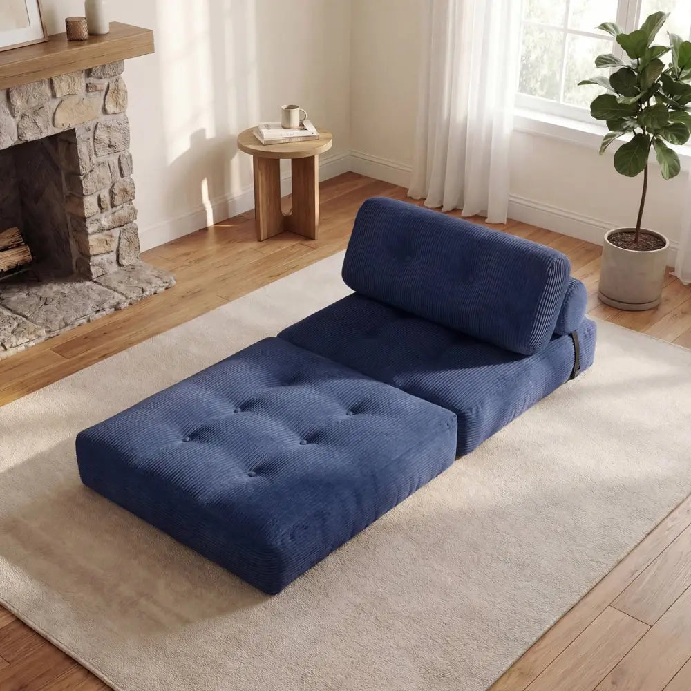 Folding Sofa Bed with Pillow and Back Support for Living Room-Navy - Navy - Sofas & Loveseats