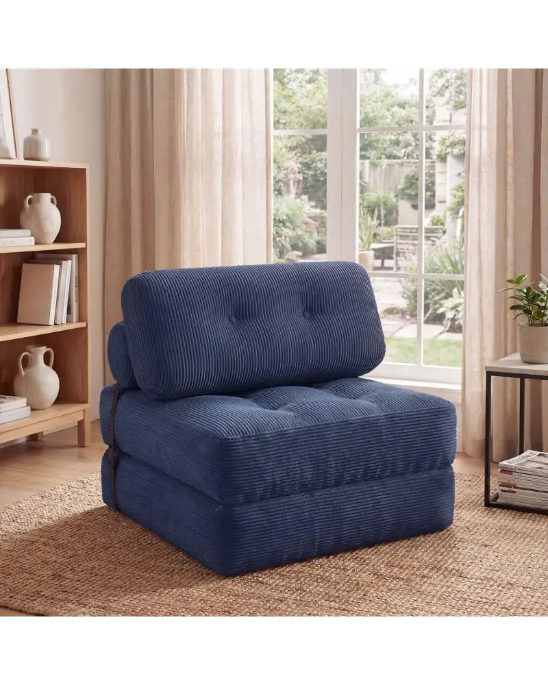 Folding Sofa Bed with Pillow and Back Support for Living Room-Navy - Navy - Sofas & Loveseats