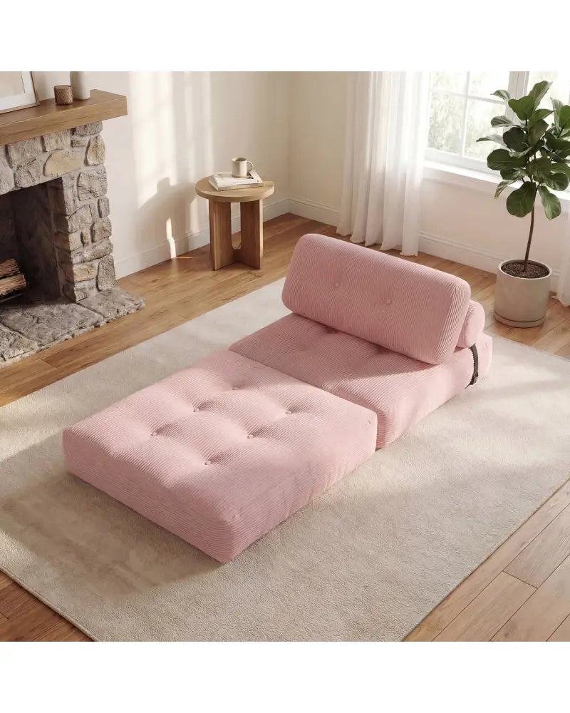 Folding Sofa Bed with Pillow and Back Support for Living Room-Pink - Pink - Sofas & Loveseats