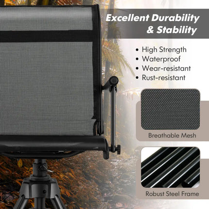 Folding Swivel Patio Chair with 4 Adjustable Leg-Black - Black - Camping Furniture