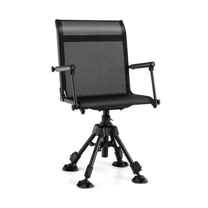 Folding Swivel Patio Chair with 4 Adjustable Leg-Black - Black - Camping Furniture
