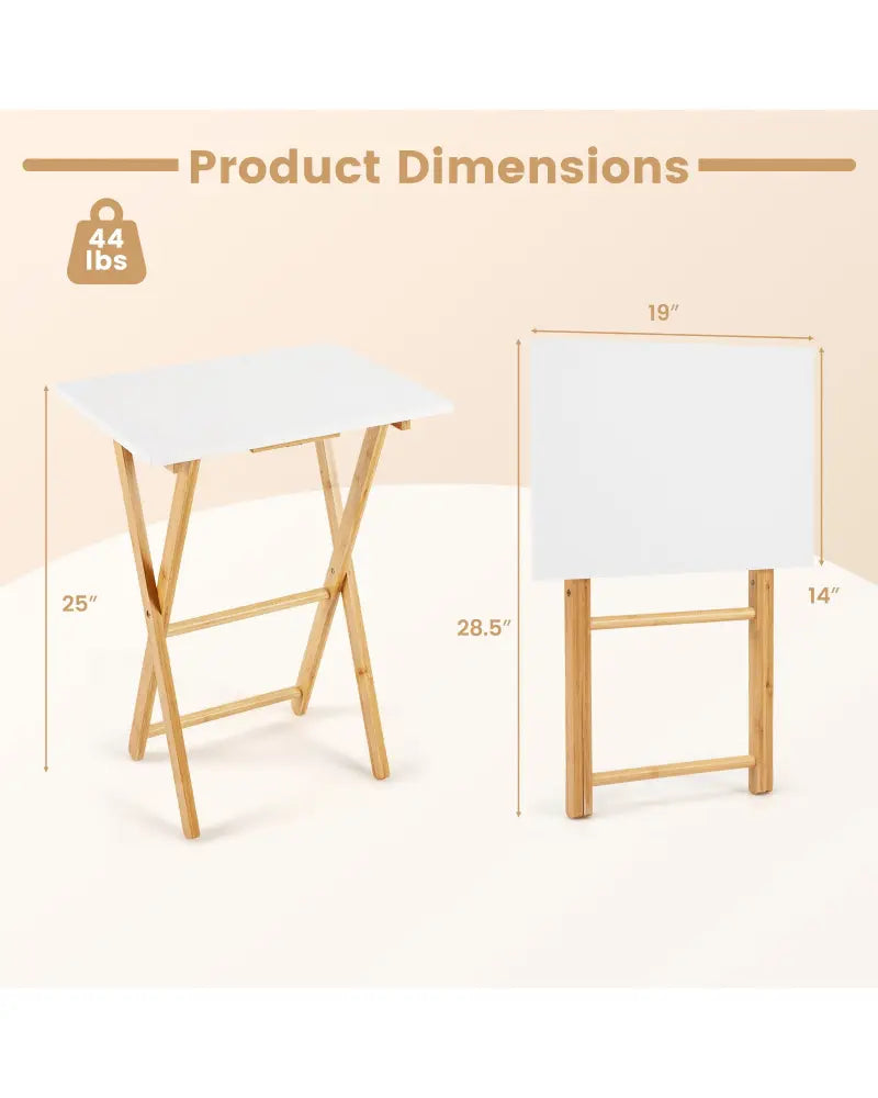 Folding TV Tray Tables Set of 2 for Small Spaces Bedroom and Living Room-White - White - End & Side Tables