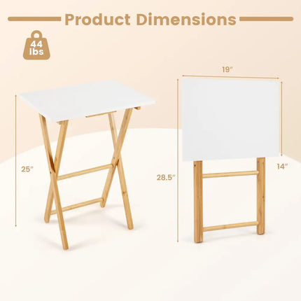Folding TV Tray Tables Set of 2 for Small Spaces Bedroom and Living Room-White - White - End & Side Tables