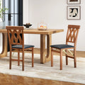 Folding Wooden Dining Chair Set of 2 Faux Leather Upholstered Kitchen Armless Chairs-Walnut - Walnut - Dining Chairs