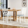 Folding Wooden Dining Chair Set of 2 Faux Leather Upholstered Kitchen Armless Chairs-White - White - Dining Chairs