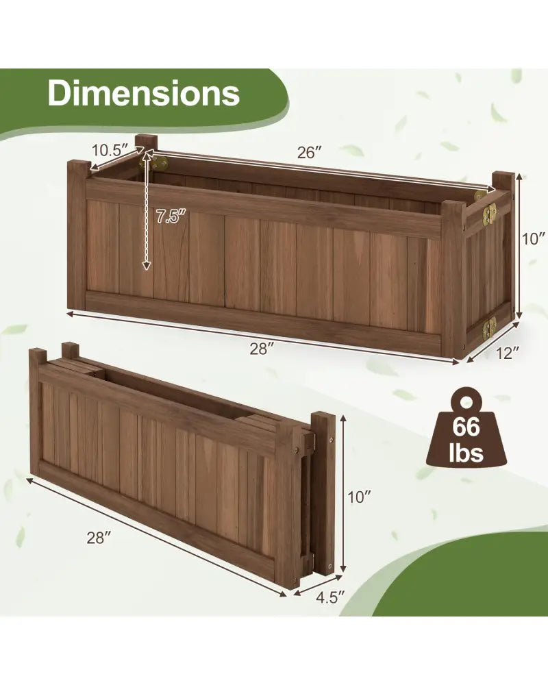 Folding Wooden Raised Garden Bed with Removable Bottom-Brown - Brown - Raised Garden Beds